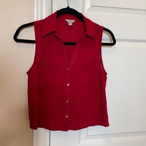 Burgundy collared cropped top